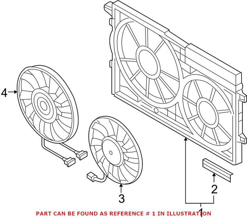Engine Cooling Fan Cowl Genuine VW/Audi 1KM121205